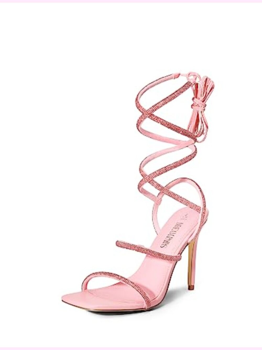 Strappy Gladiator Rhinestone Heeled Sandals Square Toe Stiletto Pumps